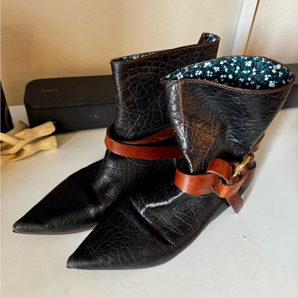 Louis Vuitton Navy Blue and Brown Ankle Boots - Picture 2 of 5